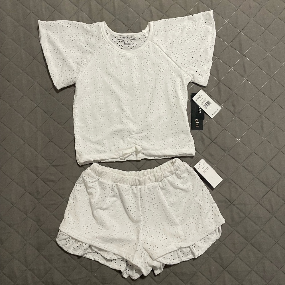 Madden Girl 2 Piece Set - White Eyelet Shirt/Shorts.  NWT, Various Sizes